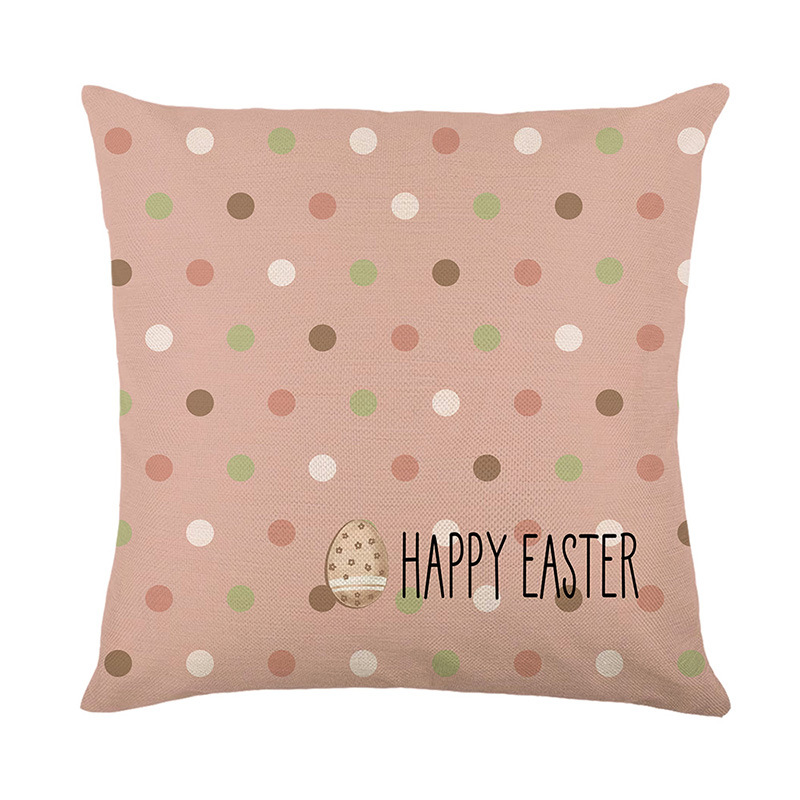 temu's new Easter print pillowcase features a cute pet rabbit polyester checkered series for living room sofa cushions and pillows Specification image