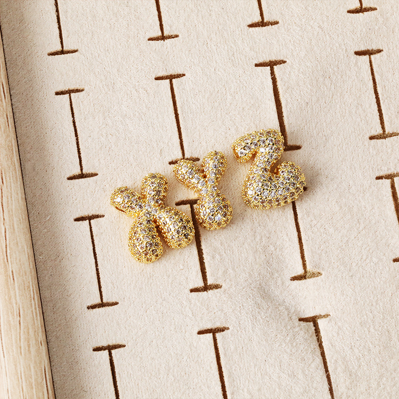 New cross-border necklace: 18k real gold zircon micro-inlaid bubble balloon diy English name 26-letter pendant