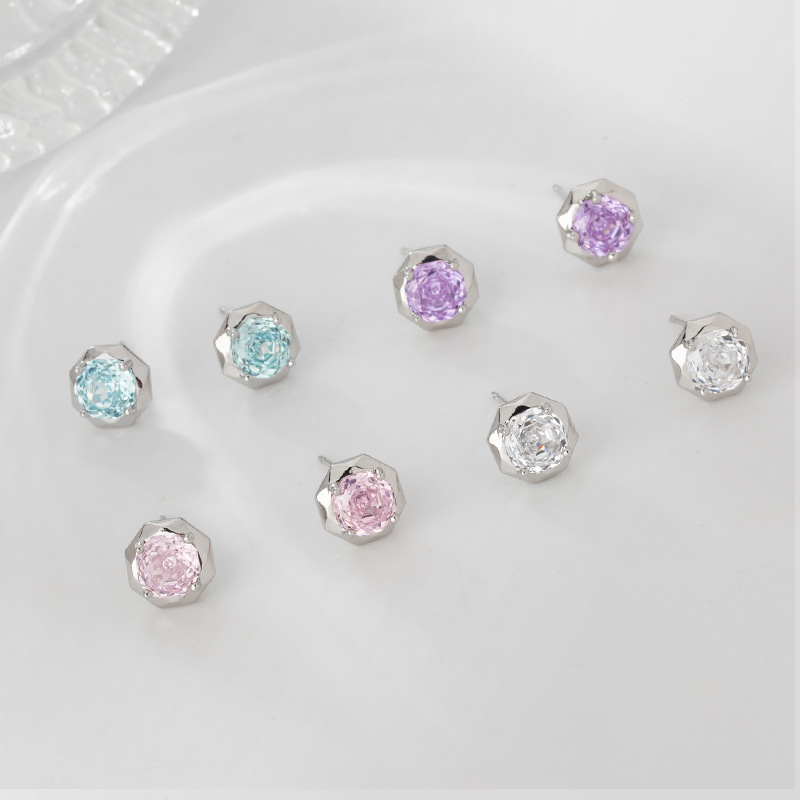 Prima prima diamante redondo irregular pendientes esféricos mujer burst premium sentido nicho simplicidad luz lujo zircon pendientes details Picture