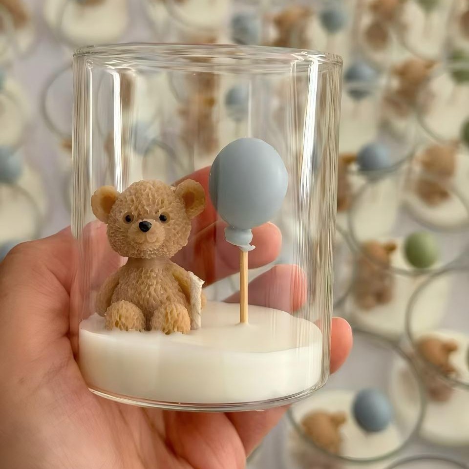 跨境爆款呆萌小熊气球香薰蜡烛造型摆件宝宝洗礼生日礼物派对礼品
