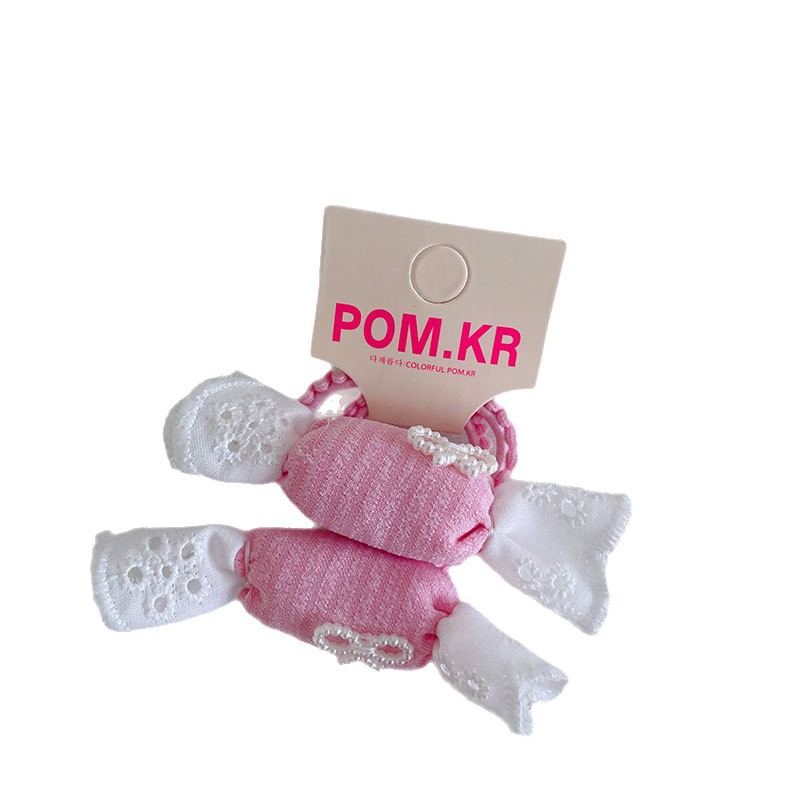 Spring new sweet candy hair band, children's lace pearl bow, high-elasticity ponytail hair tie, baby hair accessory Item Picture