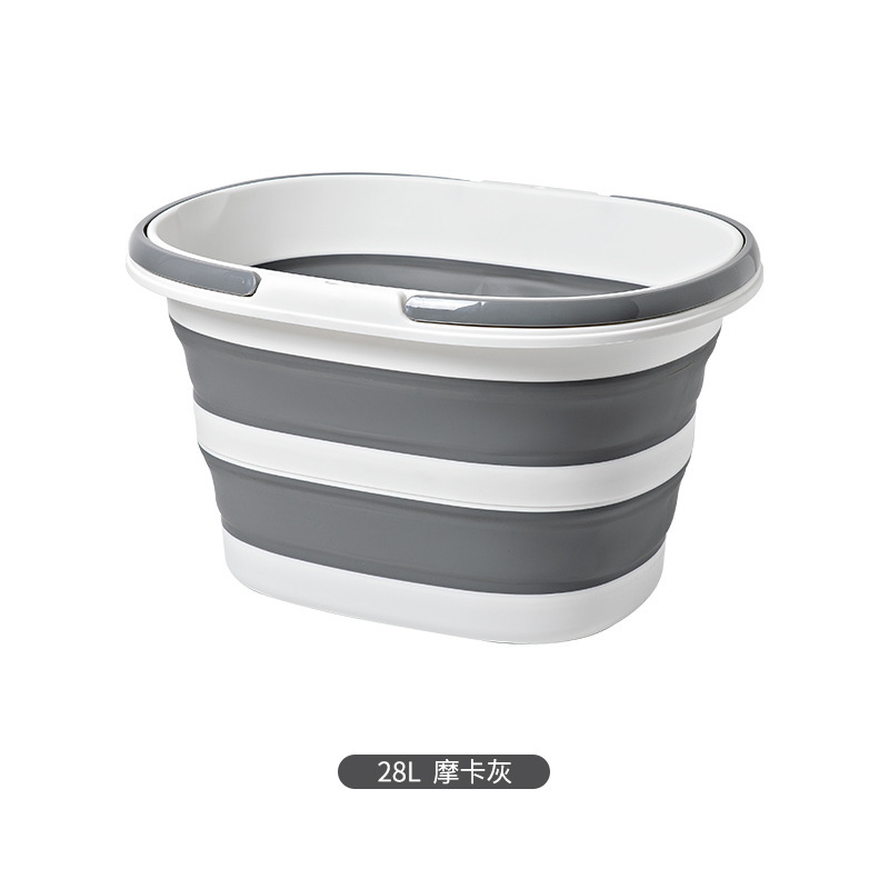 Foldable plastic water bucket, waterproof dirty clothes basket with handle, space-saving, car laundry basket, outdoor portable bucket Item Picture