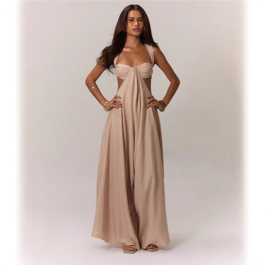 Independent station, European and American cross-border trade, casual style new lace-up halter, trendy one-piece pants, halter for girls Application Scenario