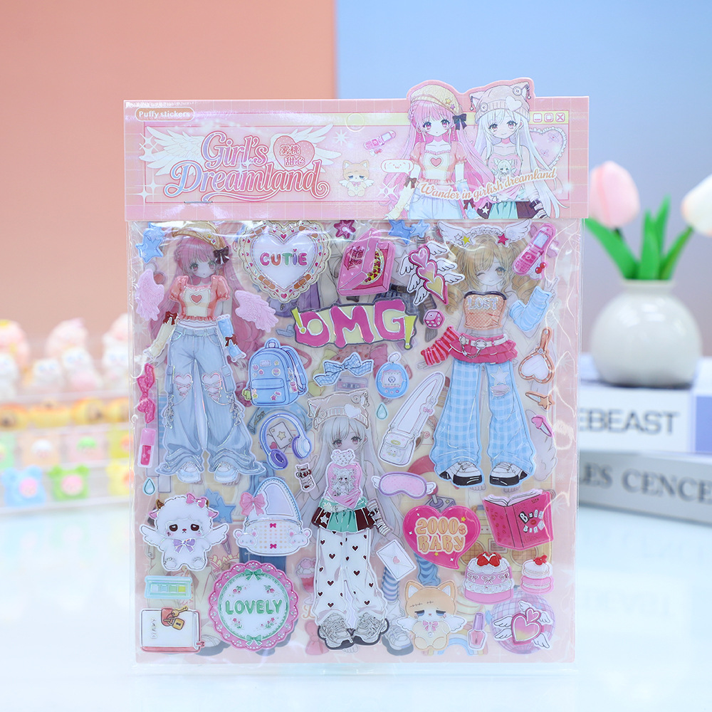 New princess dress-up double-layer fun sticker creative decoration stickers, Princess dress-up diary Dress-up game stickers details Picture