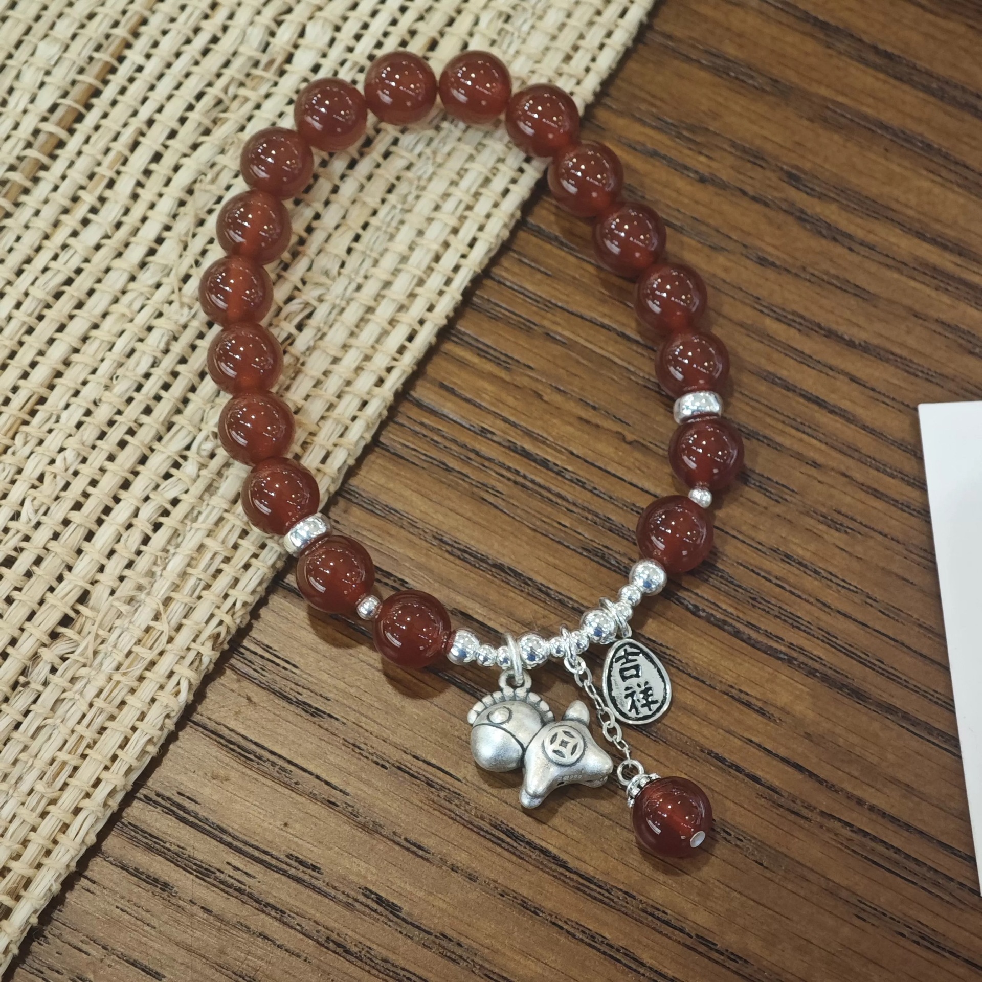 S925 sterling silver 12.4 red agate bracelet for women, new Chinese-style niche design sense, auspicious and lucky bracelet, national trend