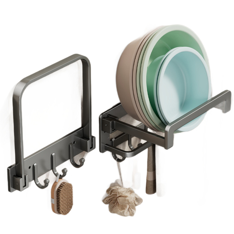 Foldable washbasin storage rack, non-drilling toilet basin rack, home bathroom wall-mounted basin, bathroom storage rack Item Picture