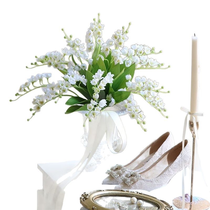 仿真花DIY发饰配件/假花/5朵塑膠花/仿真花/假花批发白底实物图