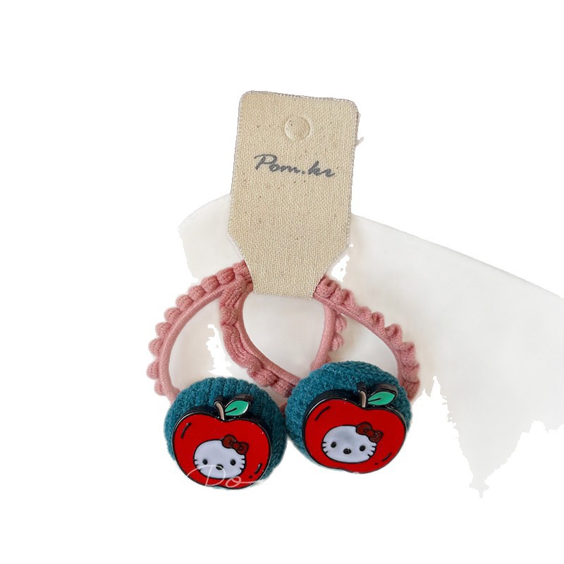 pom.kr cartoon matching hair band Korean version childlike fun kt High elasticity children's ponytail elastic hair band Cute rubber band girls Pom.kr colorful cute style hair band: Kitty/Bear / Item Picture