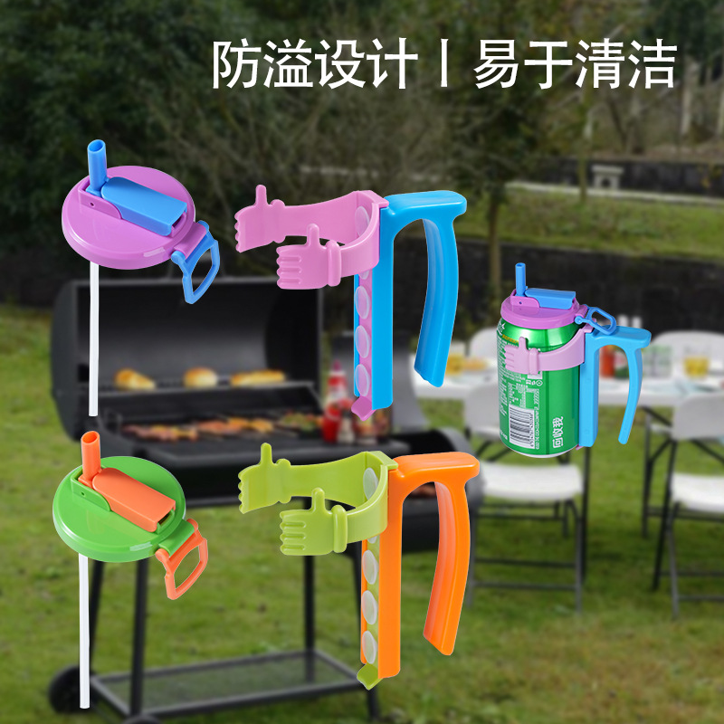 Cross-border new product Soda Can Lids and Holders with anti-overflow cup LIDS, straws and cans stand details Picture
