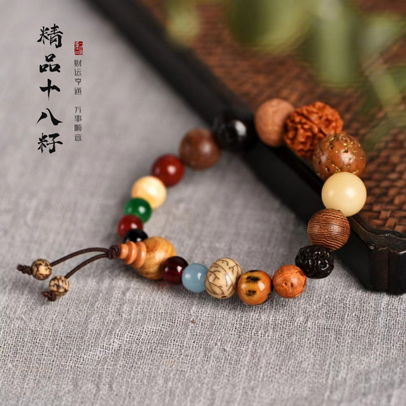 Hot-selling 18-seed Bodhi bead bracelet, 18-bead root prayer bead chain, temple connection, scenic spot commemoration of male and female couples
