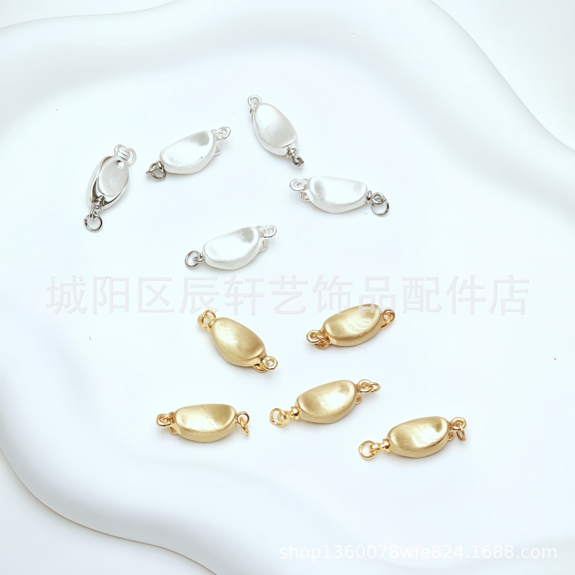Real gold brushed metal texture ingot buckle necklace, buckle stick buckle pearl necklace bracelet DIY connection buckle head