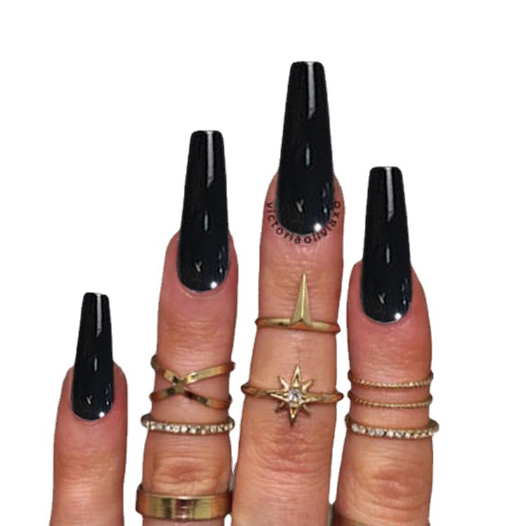 Cross-border exclusive long ballet false nails, glossy UV coating finished nail art, solid color long wearable nails wholesale Item Picture
