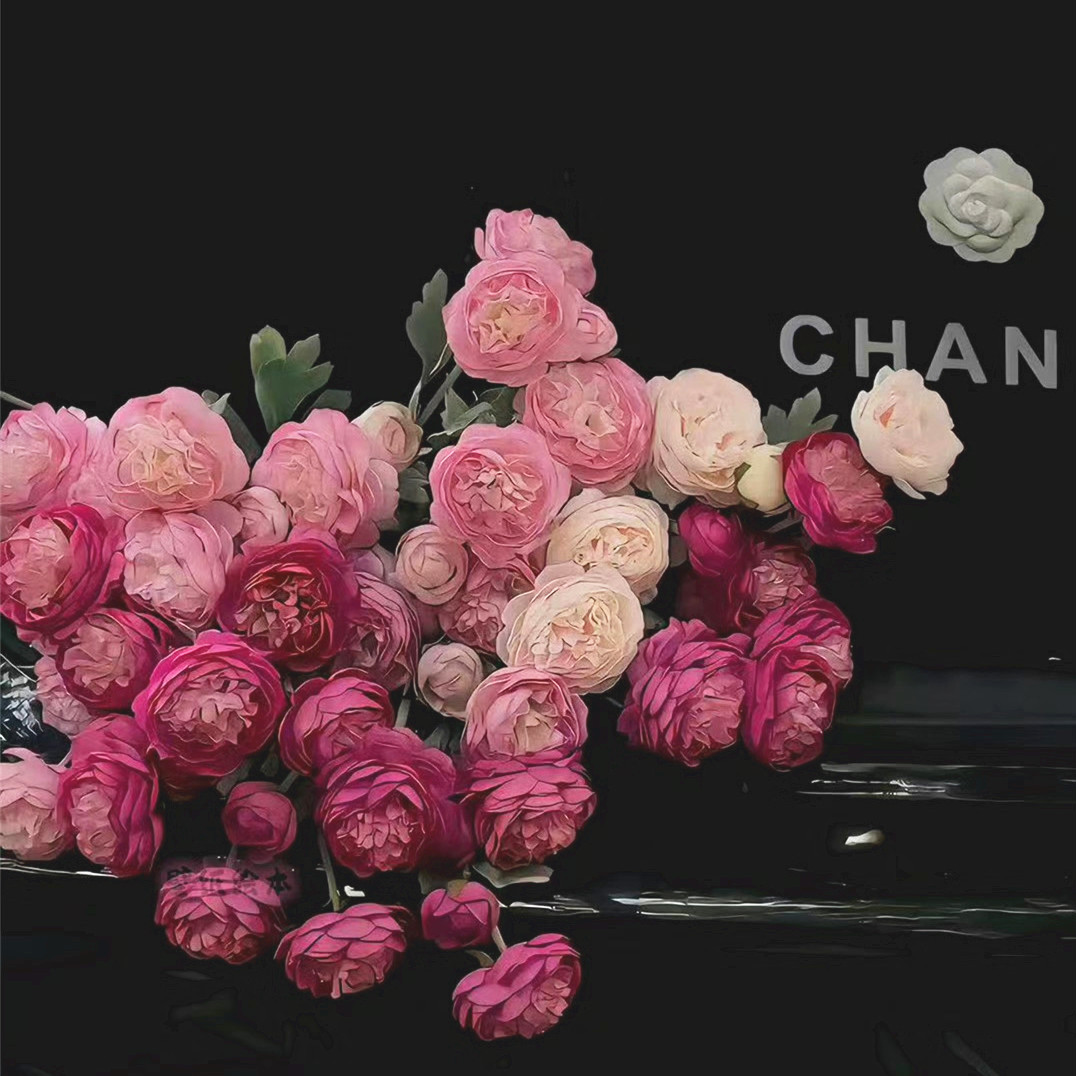 高端洋牡丹仿真花植绒3头露莲花 家居装饰摆件假花直播仿真花批发