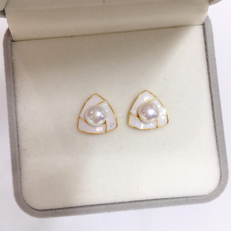 S925 plata esterlina aguja exquisita natural perla de agua dulce pendientes de moda pendientes de gota de aceite orejeras tendencia para mujeres details Picture