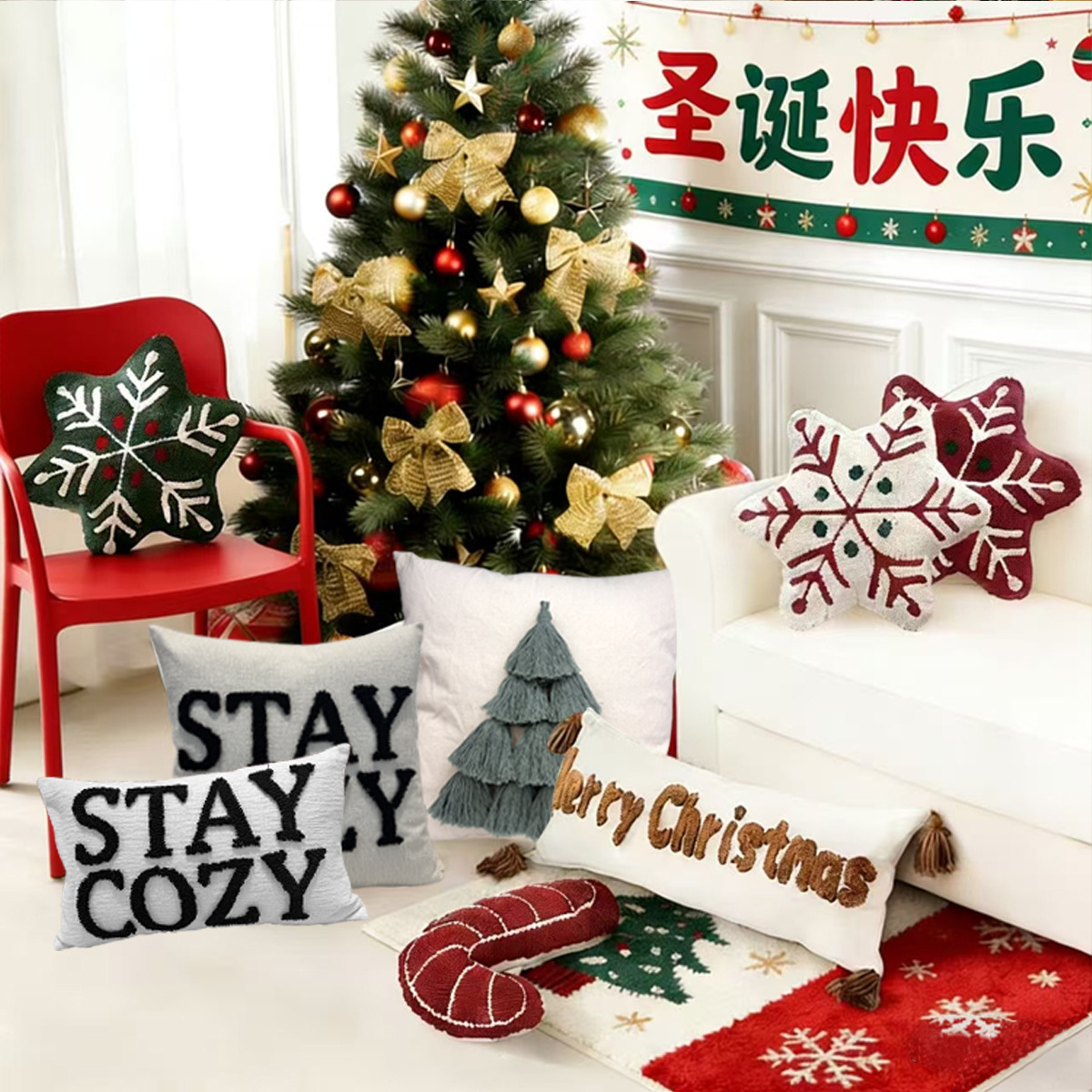 Christmas And New Year Pillow Cushions, Headrest Cushions, Sofa Backrests, Christmas Decoration Pillow Covers, Ins Cartoon Pillows Item Picture