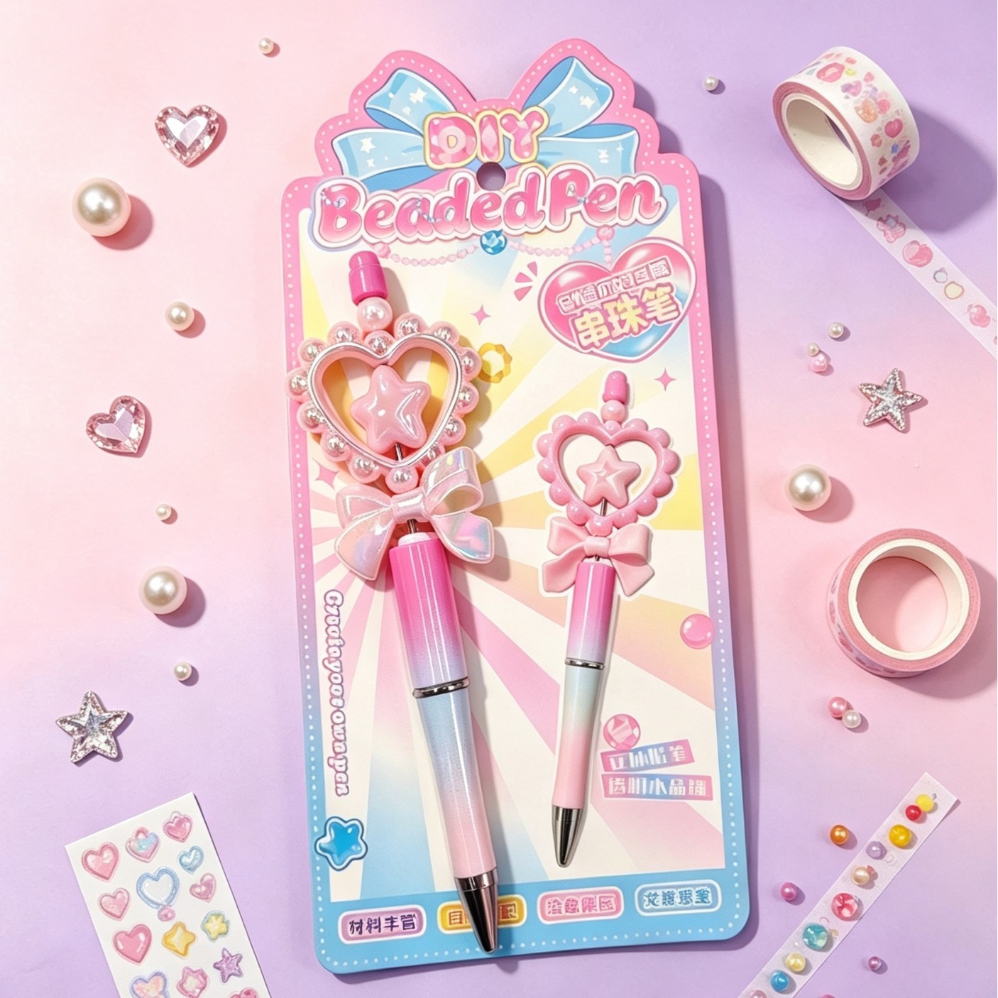 DIY Gummy pen set, children's handmade bead pen, cute girl assembly gel pen, student stationery gift details Picture