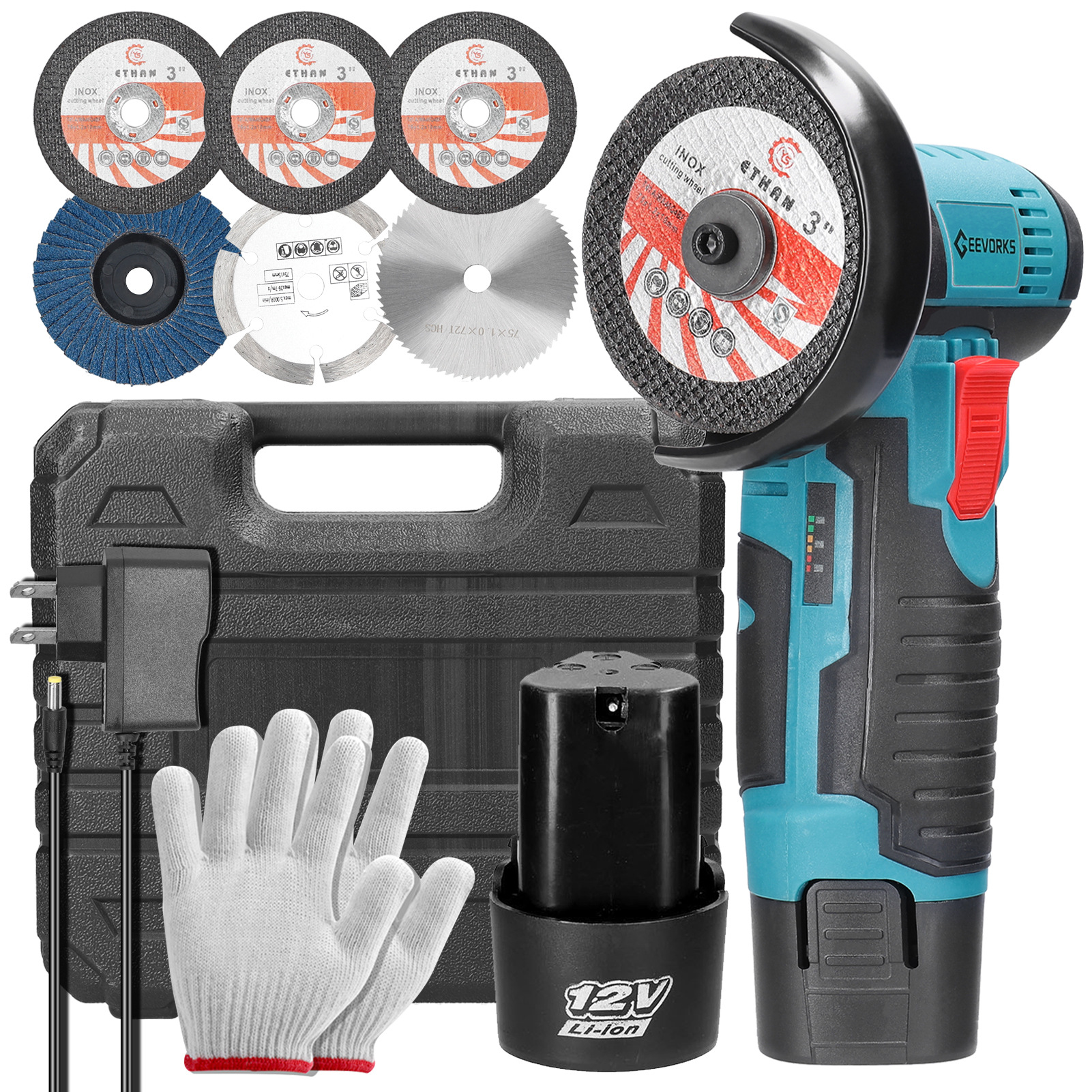 E23421 small Angle grinder, 12V Specification drawing