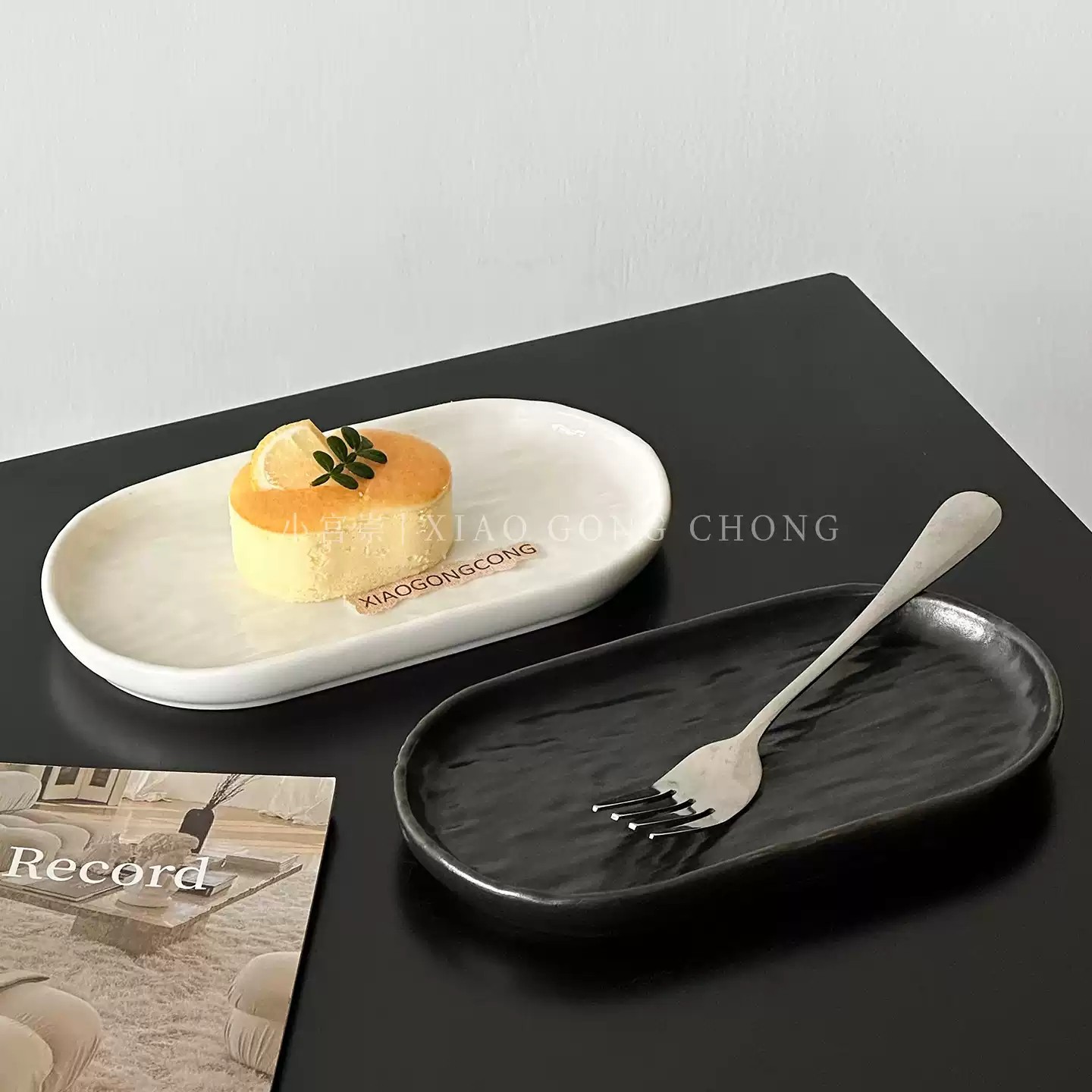 石纹陶瓷蛋糕盘点心盘ins风高颜值下午茶甜品盘椭圆形托盘盘子产品图