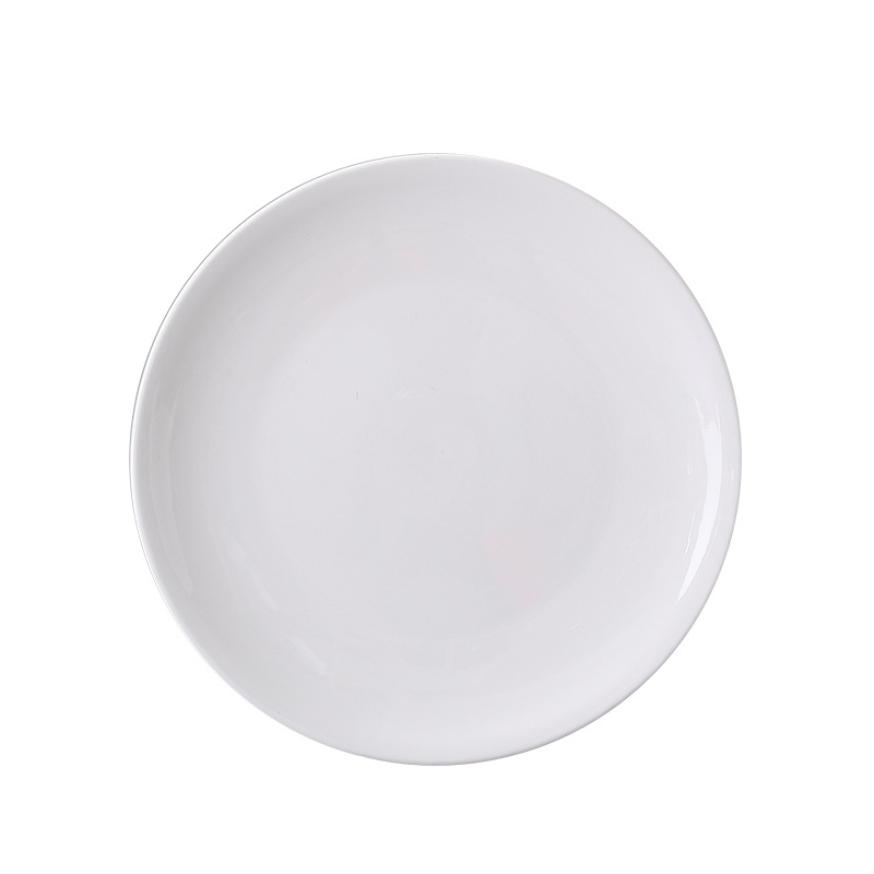 浅盘子圆形西餐牛排盘酒店商用餐厅饭店陶瓷圆盘骨碟餐具加工logo白底实物图