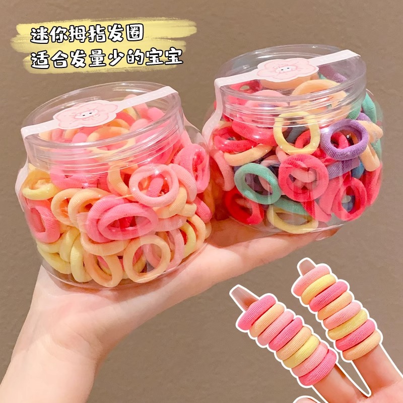 High-elasticity canned children's hair bands, colorful towel bands, ponytail hair ties, rubber bands that won't hurt hair, baby hair ties, thumb bands Specification image
