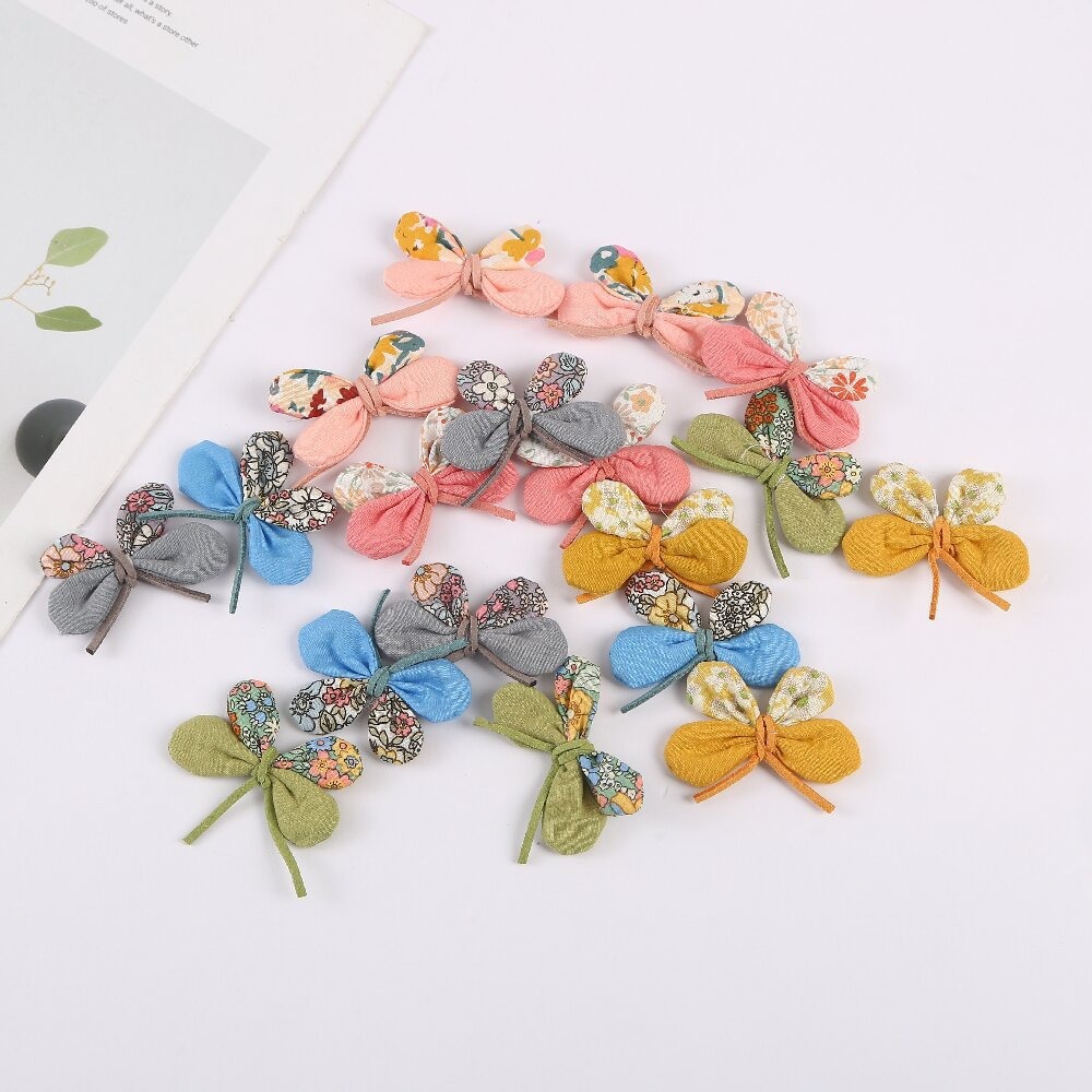 Korean-style fresh and delicate fabric floral butterfly webbing shoes, hats, clothing, children's headwear, DIY accessories and accessories, five-petal flowers