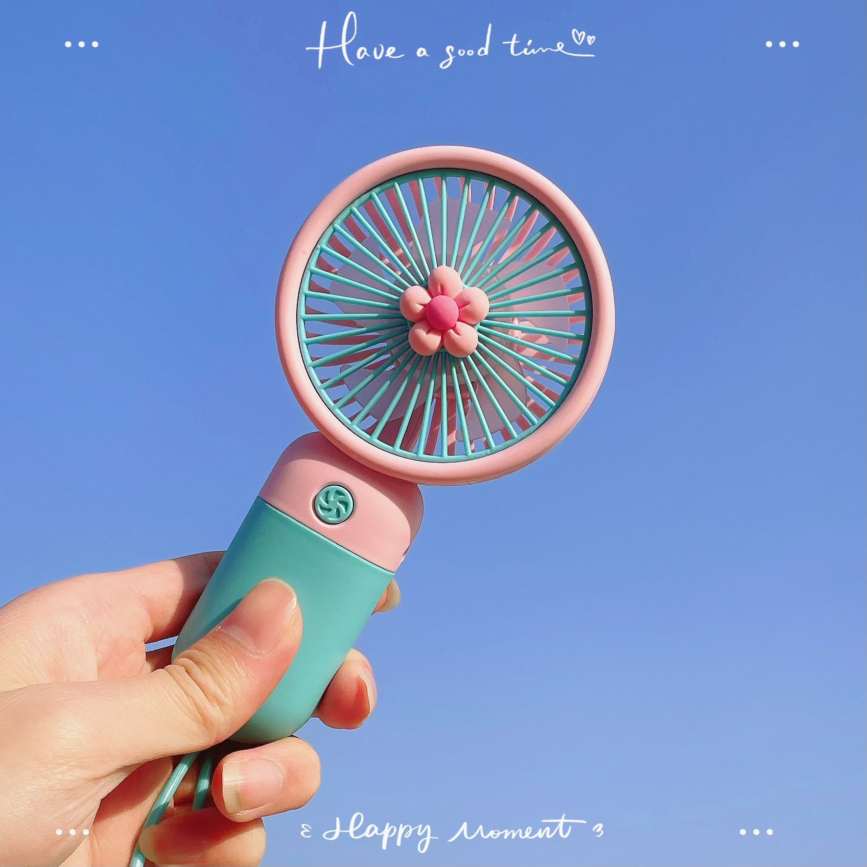 Colorful handheld mini fans, student neck-hanging outdoor mini fans Specification image