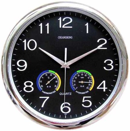diy 12-inch plastic temperature and humidity clock for 2024, simple and fashionable home luminous wall clock