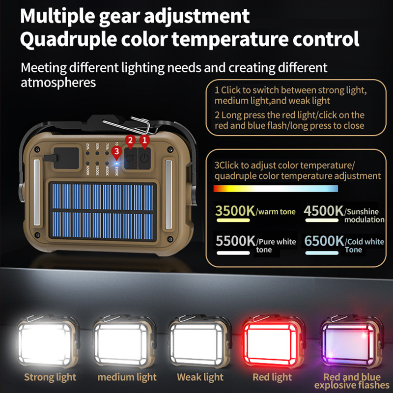 Cross-border new solar outdoor camping lighting tent lamp, rechargeable LED multi-functional magnetic work light Application Scenario