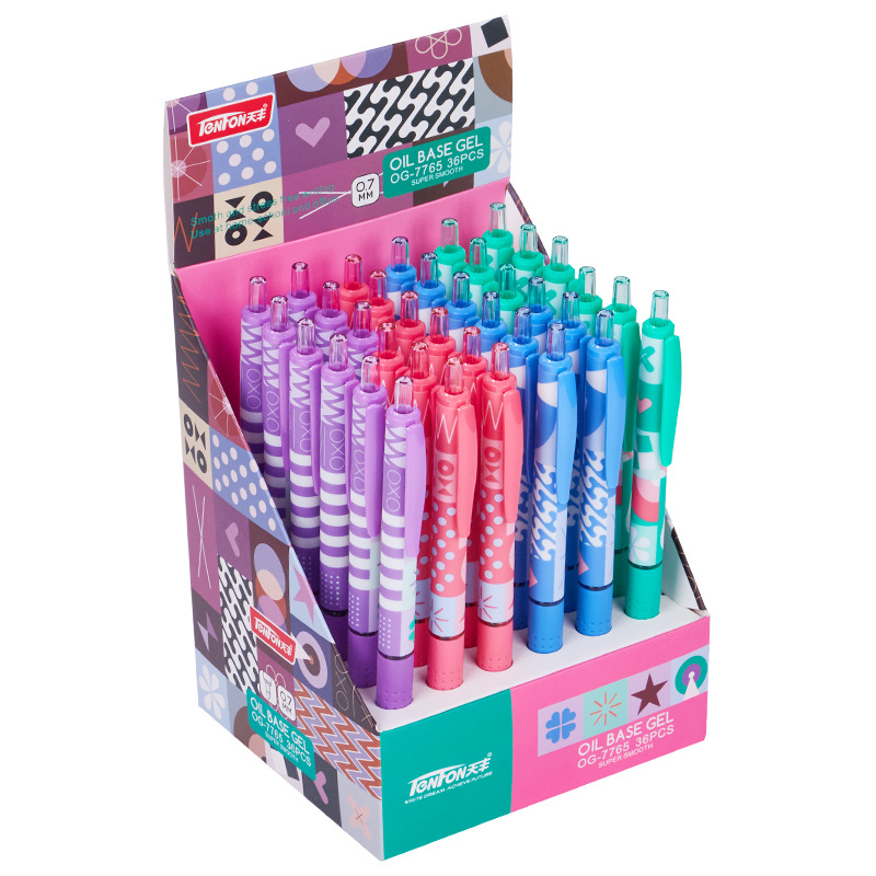 Tianfeng 7765 geometric drawing oil Pen wholesale Smooth writing oil pen MINI Head Oil pen Item Picture