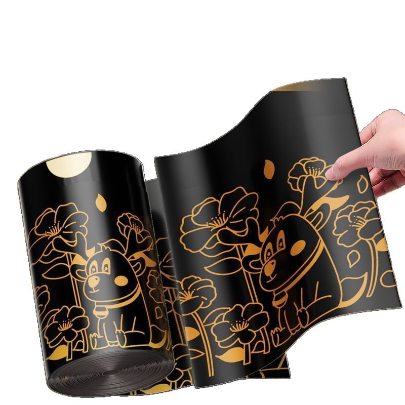 Tear-free drawstring garbage bags, household thickened hand-held, office use, student dormitory special black plastic garbage bags Item Picture