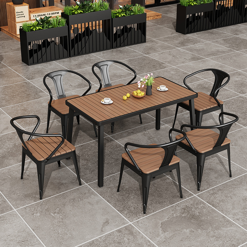 户外桌椅露天外休闲别墅咖啡厅摆塑木防腐庭院组合套装餐桌椅桌椅详情图4