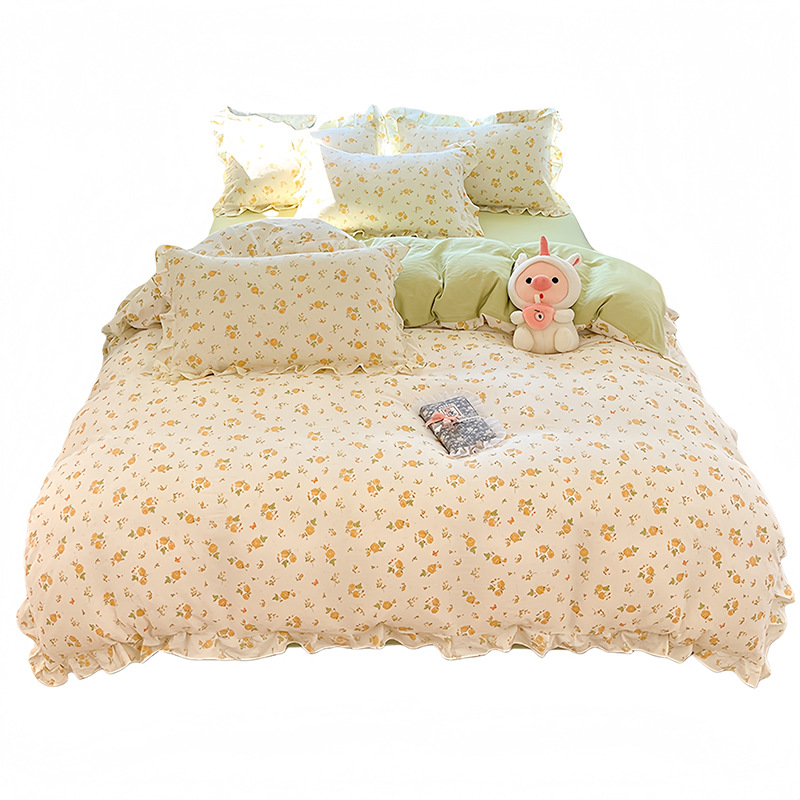 四件套/床上四件套/床上用品/被套纯棉/60支纯棉四件套白底实物图