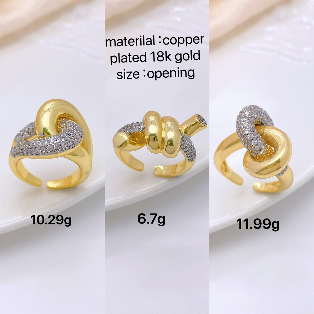 European and American cross-border two-color electroplated diamond-encrusted ring, ins unique, niche and exaggerated ring, versatile and trendy finger Specification drawing