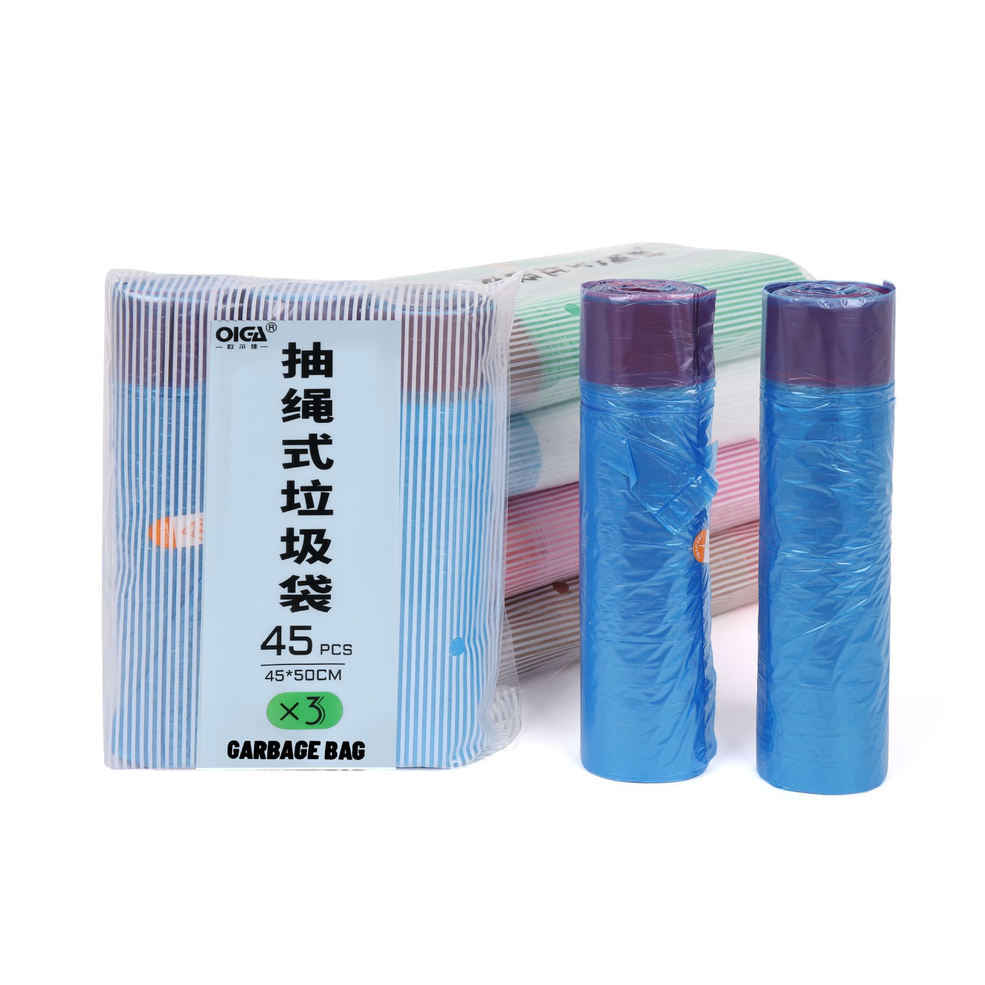 抽绳式三联包垃圾袋定做家用客厅厨房不脏手手提垃圾袋加厚塑料袋产品图