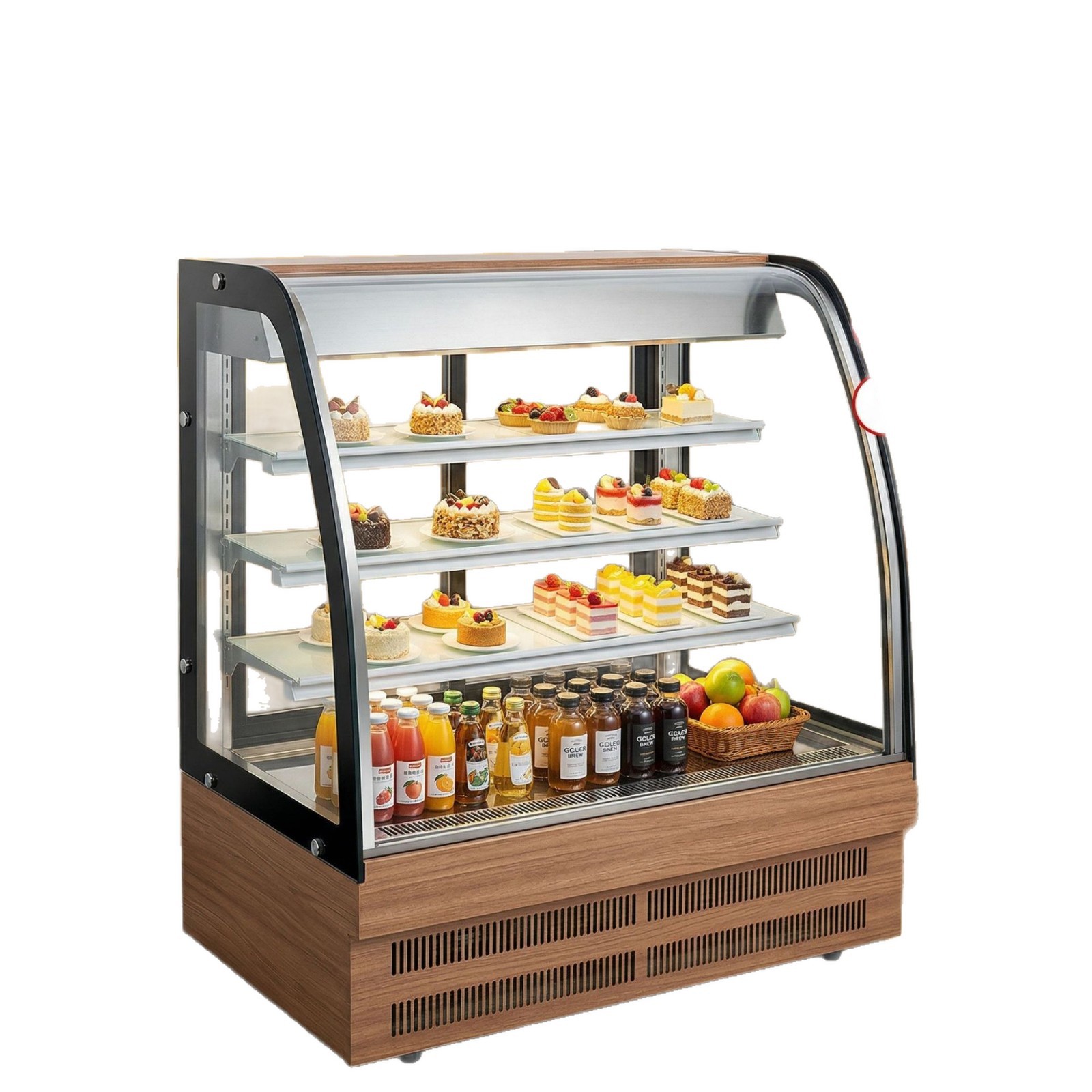 Commercial cake cabinet, glass arc-shaped air-cooled refrigeration cabinet, small fruit preservation display cabinet, and multi-style freezer equipment Item Picture