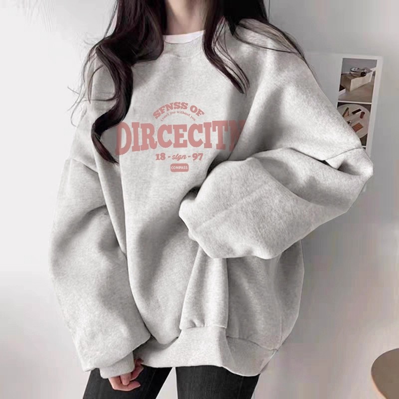 The white and gray round-neck hoodie for women in 2025 is a new bestseller in autumn. It is a casual, versatile, fashionable and stylish top with added fleece and thickening Application Scenario