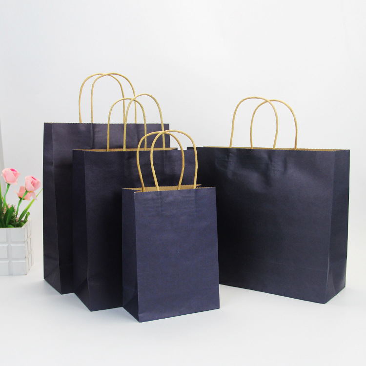 In-stock colored hand-held gift bags, clothing shopping bags, takeout packaging bags, window-opening wine bags, kraft paper bags with logo printing details Picture