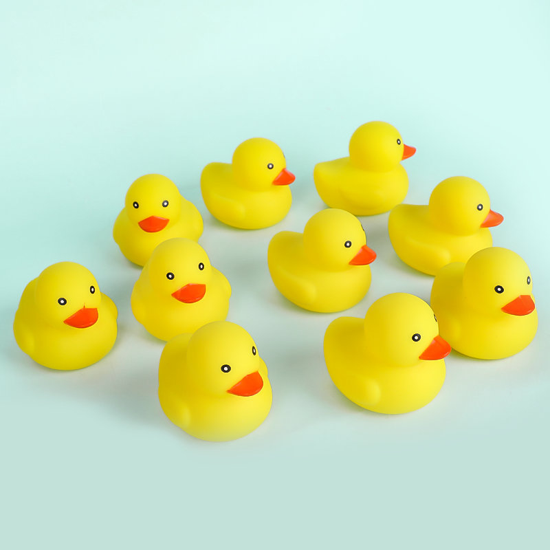 9pcs enlatado pvc baño pequeño pato amarillo juguete para niños pellizca llamada voz burbuja pequeño pato amarillo al por mayor Specification image