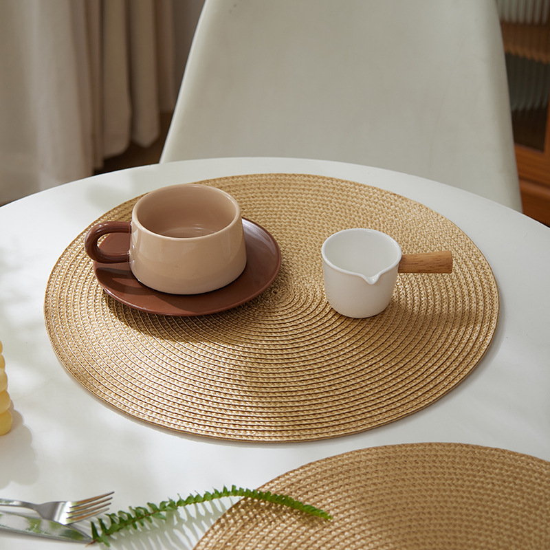 圆形北欧风PP餐垫桌垫西餐垫编织餐桌防烫隔热垫隔热餐桌垫跨境