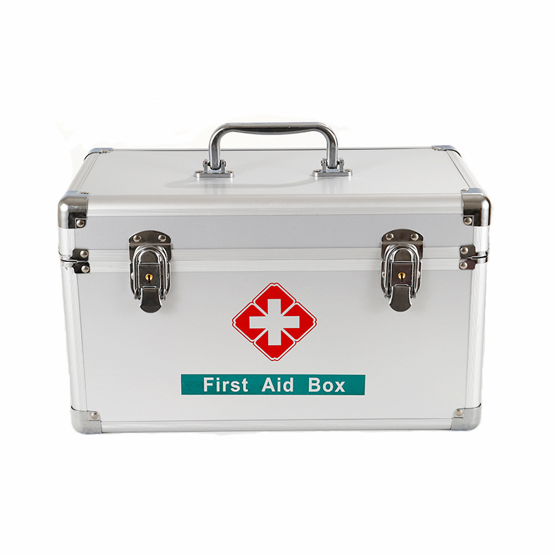 14-inch family aluminum alloy emergency storage medical box, home portable first aid kit set, outdoor portable storage box Item Picture