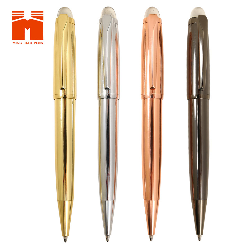 Metal pen, crystal tip ballpoint pen, electroplated colored metal ballpoint pen, office pen full figure