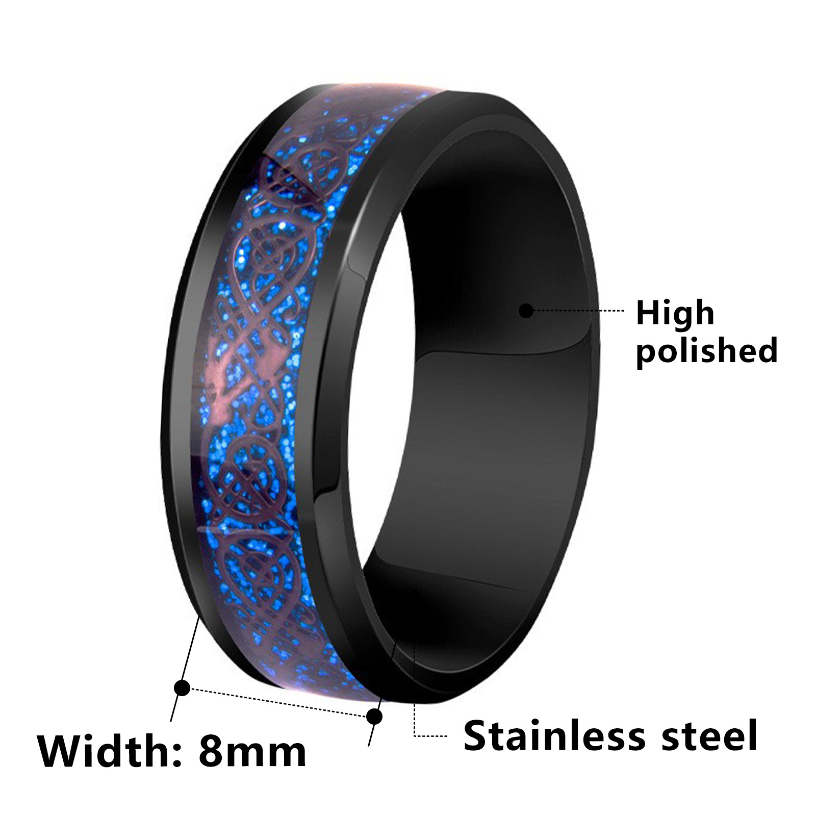 欧美钛钢饰品批发 龙纹戒指镶龙片 不锈钢戒指义乌小饰品工厂直销