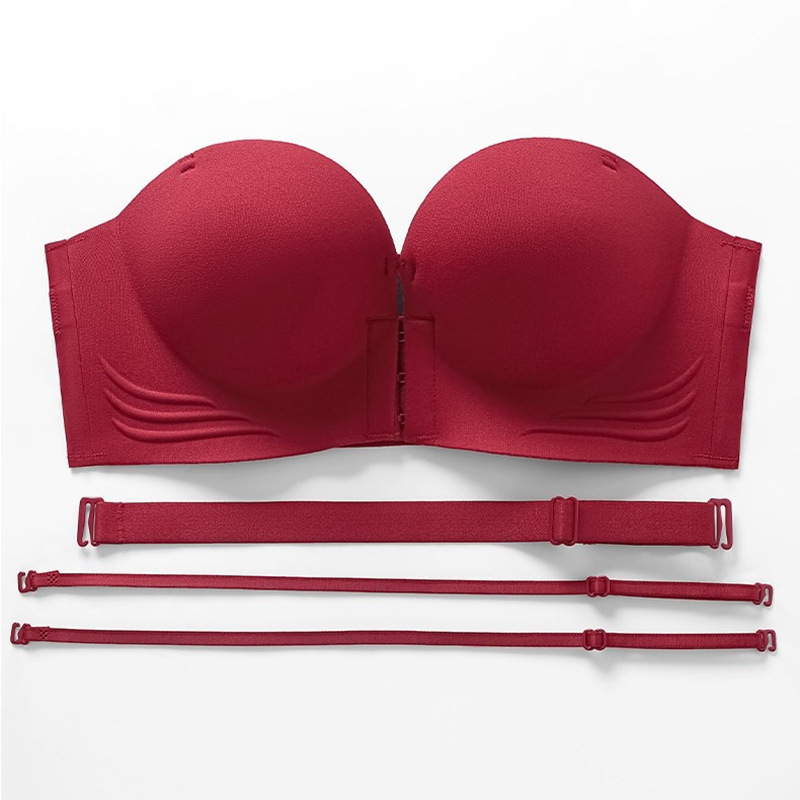 4cm高质量外贸跨境前扣内衣女无肩带防滑小胸聚拢显大无痕文胸罩详情5