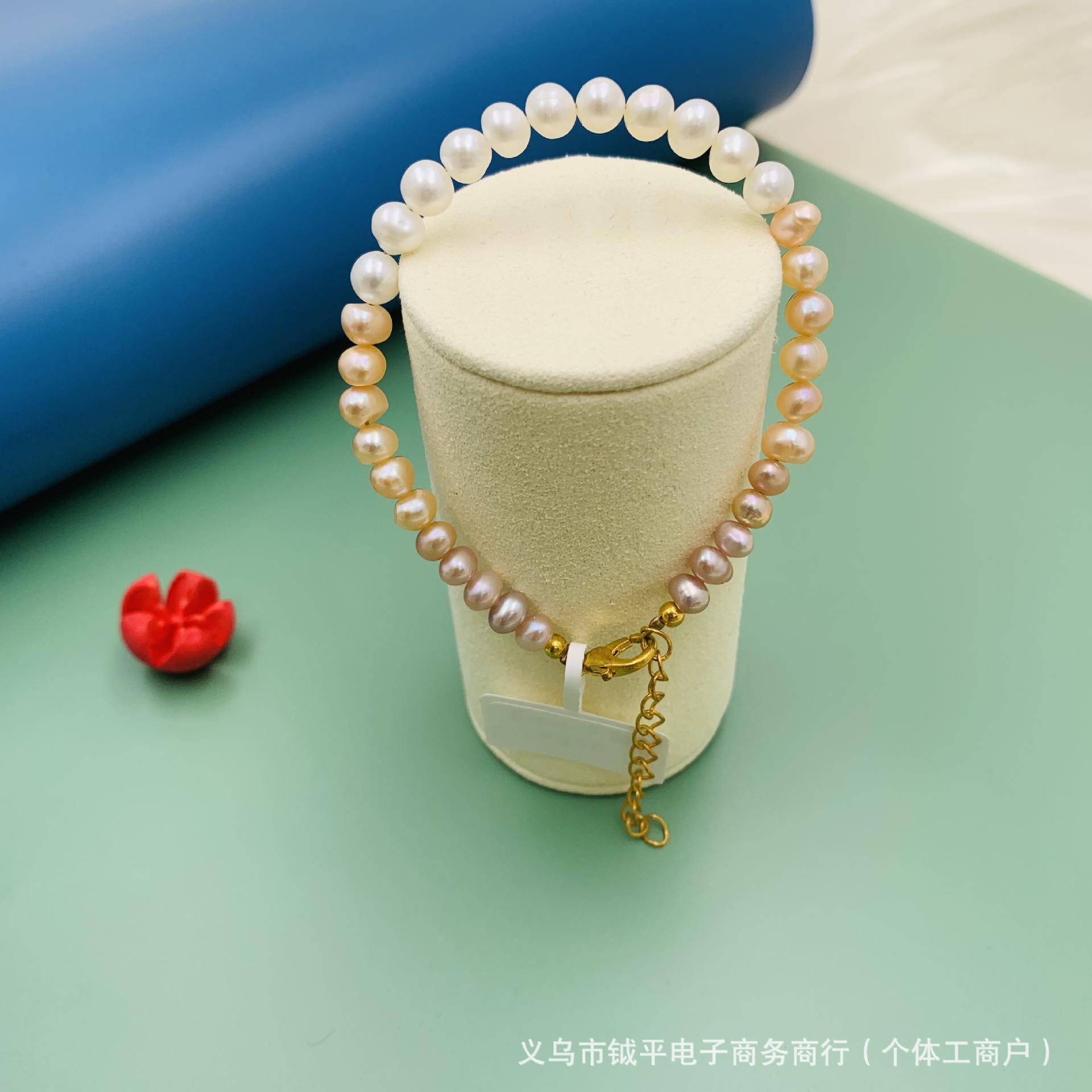 彩虹珍珠手链abs串珠手串现货饰品手链货源天然珍珠细节图