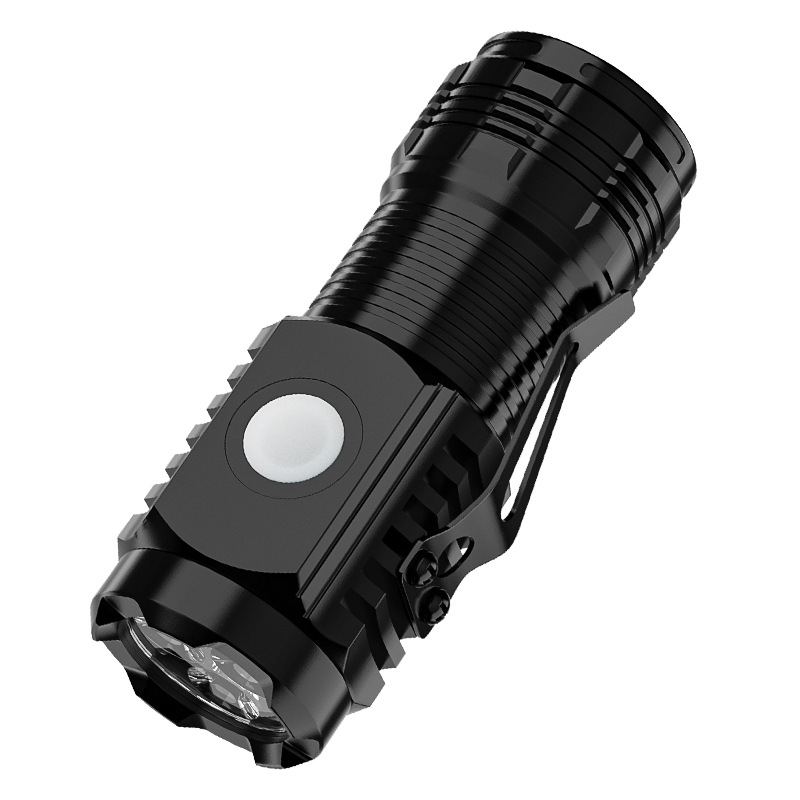 Outdoor three-eye flashlight, rechargeable with strong light, ultra-bright outdoor long-range shooting, small mini portable home flashlight details Picture