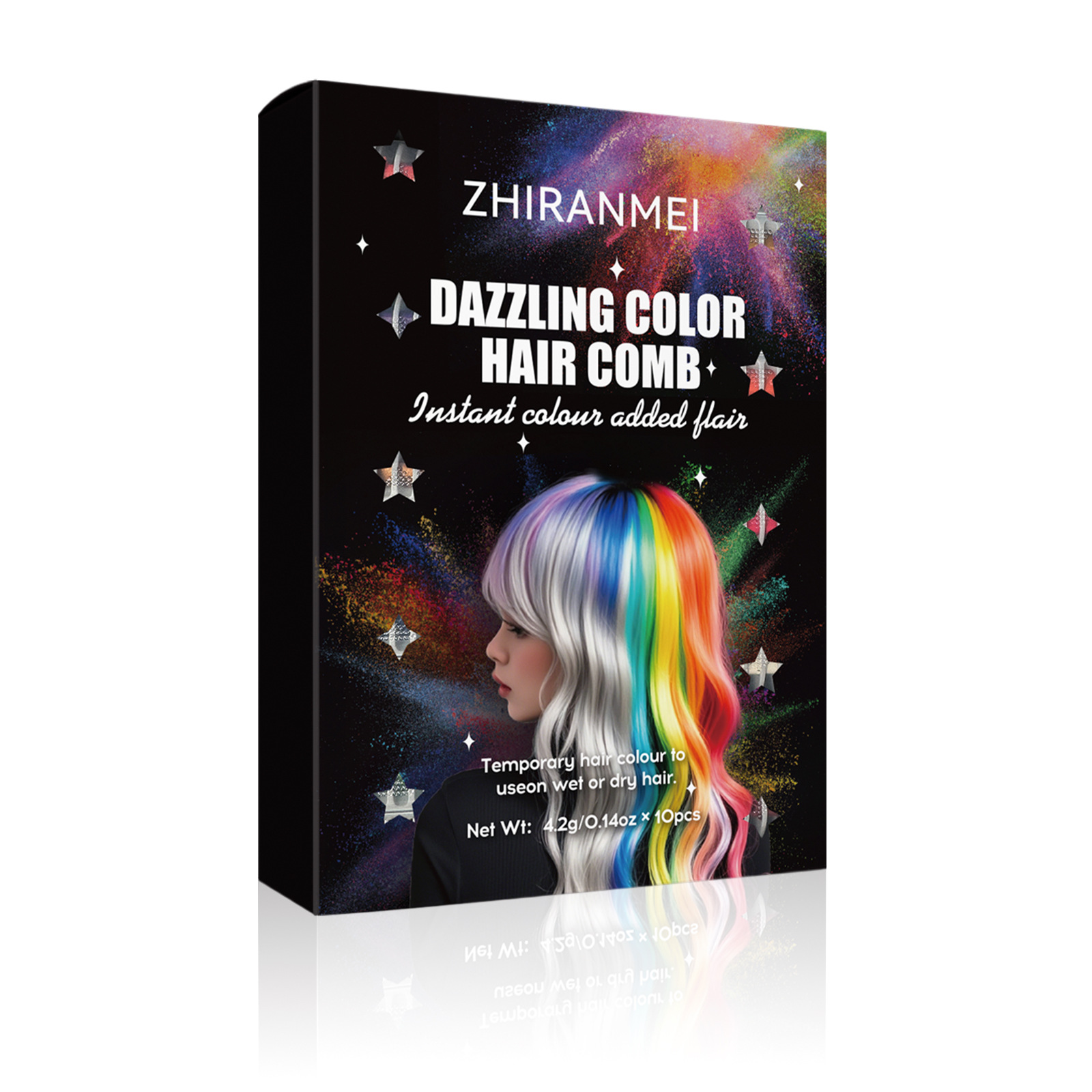 Cross-Border Special Hair Comb, Ten-Color Folding Colorful Hair Comb, Hair Dye Chalk, Hair Stick, Disposable Hair Dye Comb, Hair Pen, Hair Stick, Ten-Color Hair Comb, Body Painting, Disposable Hair Comb Item Picture