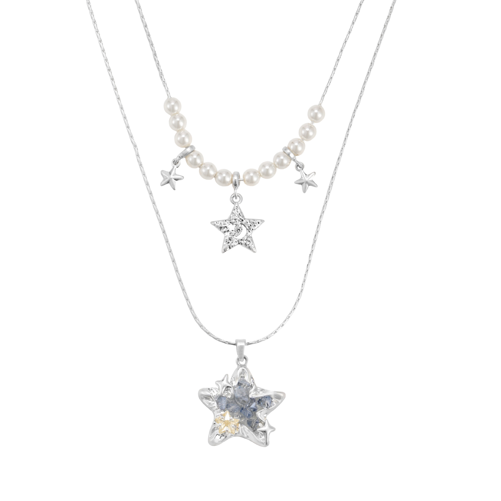 【 Customized 】 Star Sea Shiguang Star Pendant Necklace, original design for women, exquisite, sweet and cool, double-layer layered collarbone chain Item Picture