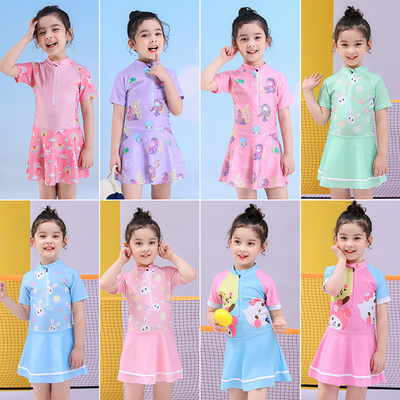 Cross-border bestseller children's swimwear, girls' one-piece quick-drying dress style, stylish summer princess swimwear, baby hot spring swimwear, NT $11576