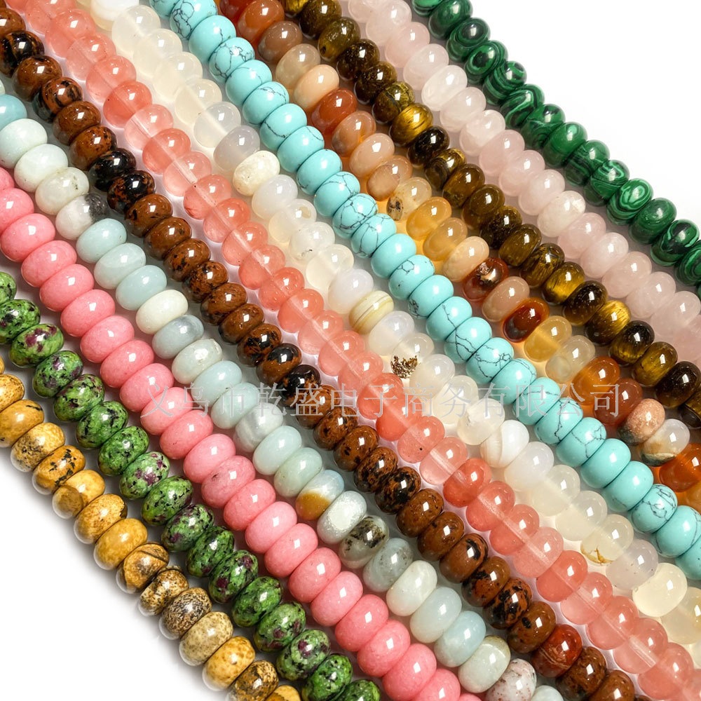 6*10mm天然石水晶算盘珠散珠DIY手链饰品定位珠隔片串珠半成品