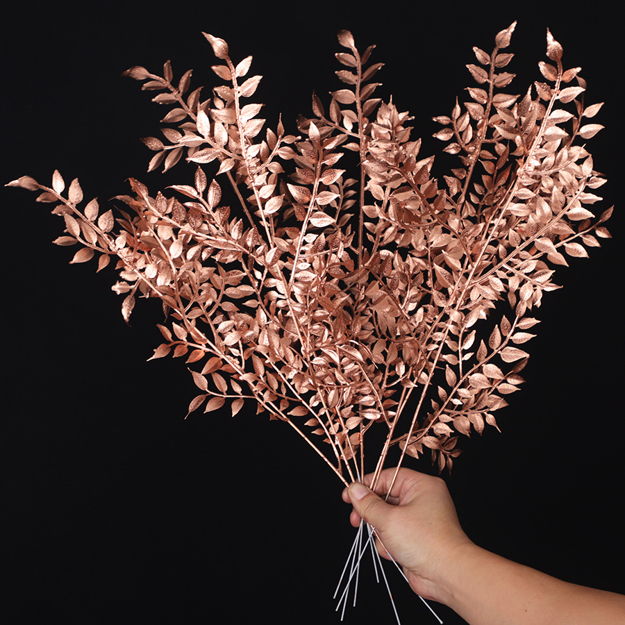 Cross-border exclusive simulation single-fork rose, gold ginkgo, eucalyptus diy flower arrangement, New Year's flowers, photography props, lucky bucket Application Scenario